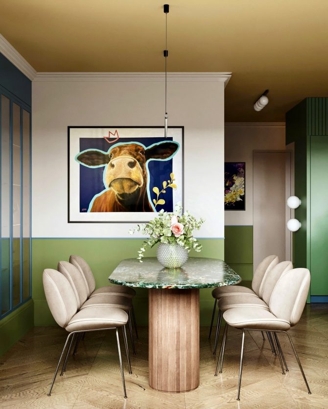 Krava koja je inspirisala dizajn stana u Banja Luci pokazuje kako hrabro koristiti boje u interijeru